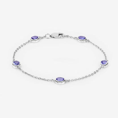 1.65 Carat Genuine Tanzanite .925 Sterling Silver Bracelet Bids.com