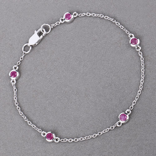 0.65 Carat Genuine Ruby .925 Sterling Silver Bracelet Bids.com