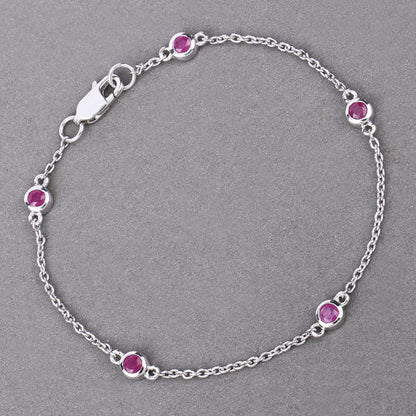 0.65 Carat Genuine Ruby .925 Sterling Silver Bracelet Bids.com