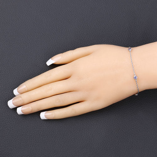 0.50 Carat Genuine Tanzanite .925 Sterling Silver Bracelet Bids.com