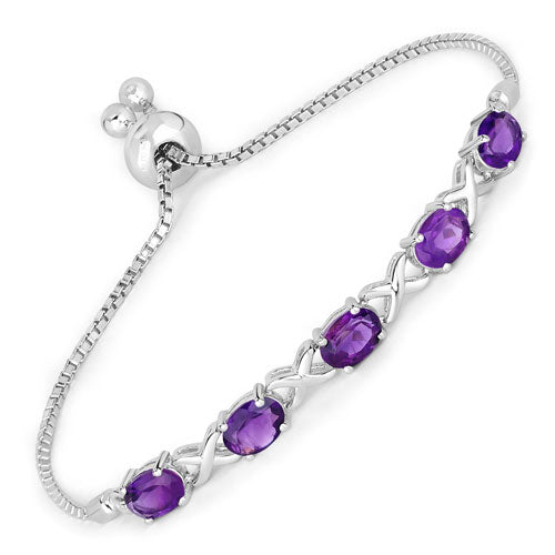 4.00 Carat Genuine Amethyst .925 Sterling Silver Bracelet Bids.com