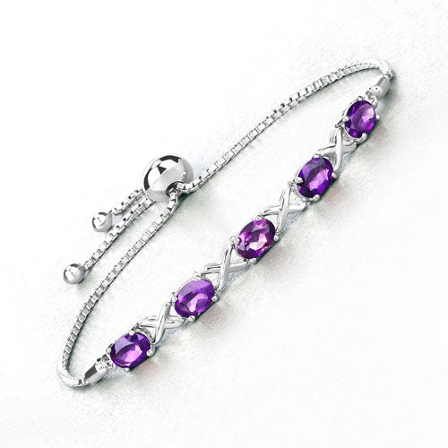 4.00 Carat Genuine Amethyst .925 Sterling Silver Bracelet Bids.com