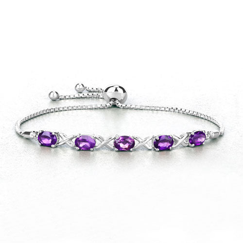 4.00 Carat Genuine Amethyst .925 Sterling Silver Bracelet Bids.com