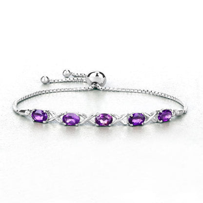 4.00 Carat Genuine Amethyst .925 Sterling Silver Bracelet Bids.com