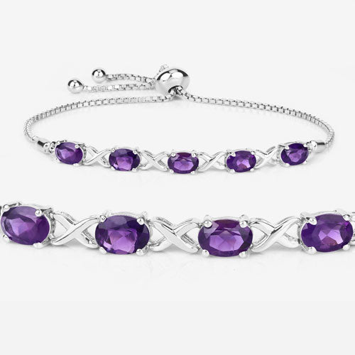 4.00 Carat Genuine Amethyst .925 Sterling Silver Bracelet Bids.com