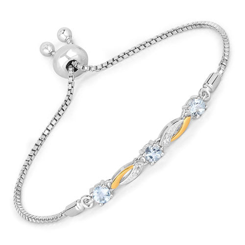 0.74 Carat Genuine Aquamarine and White Sapphire .925 Sterling Silver Bracelet Bids.com