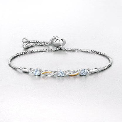 0.74 Carat Genuine Aquamarine and White Sapphire .925 Sterling Silver Bracelet Bids.com