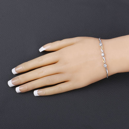 0.74 Carat Genuine Aquamarine and White Sapphire .925 Sterling Silver Bracelet Bids.com