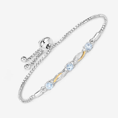 0.74 Carat Genuine Aquamarine and White Sapphire .925 Sterling Silver Bracelet Bids.com