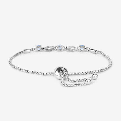 0.74 Carat Genuine Aquamarine and White Sapphire .925 Sterling Silver Bracelet Bids.com