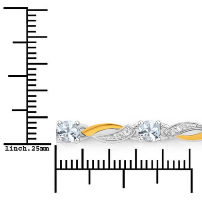 0.74 Carat Genuine Aquamarine and White Sapphire .925 Sterling Silver Bracelet Bids.com