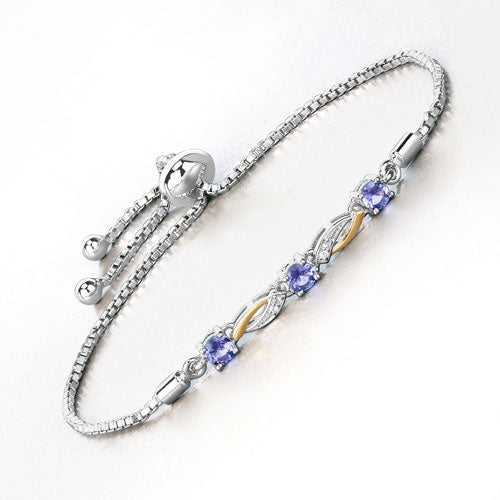 0.77 Carat Genuine Tanzanite and White Sapphire .925 Sterling Silver Bracelet Bids.com