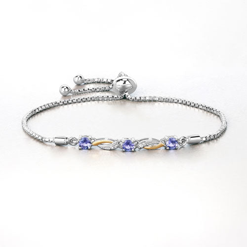 0.77 Carat Genuine Tanzanite and White Sapphire .925 Sterling Silver Bracelet Bids.com