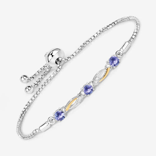 0.77 Carat Genuine Tanzanite and White Sapphire .925 Sterling Silver Bracelet Bids.com
