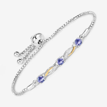 0.77 Carat Genuine Tanzanite and White Sapphire .925 Sterling Silver Bracelet Bids.com