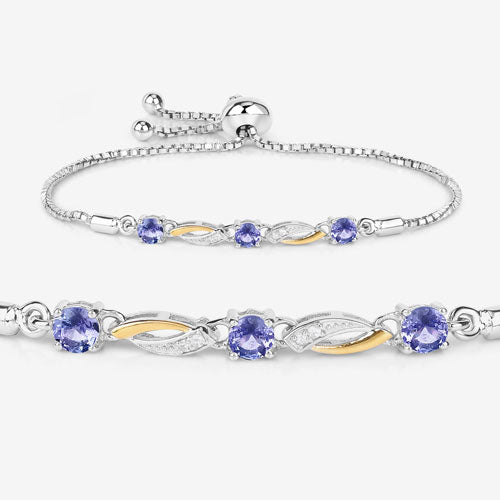 0.77 Carat Genuine Tanzanite and White Sapphire .925 Sterling Silver Bracelet Bids.com