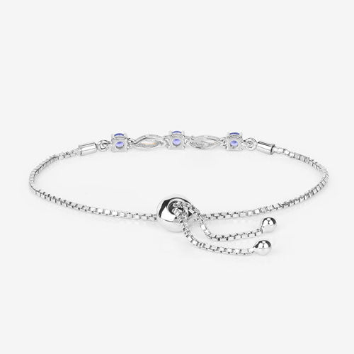 0.77 Carat Genuine Tanzanite and White Sapphire .925 Sterling Silver Bracelet Bids.com