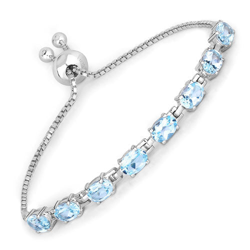 7.60 Carat Genuine Blue Topaz .925 Sterling Silver Bracelet Bids.com