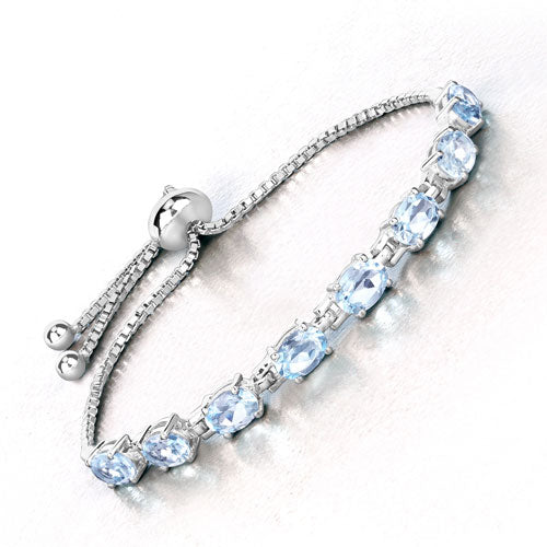 7.60 Carat Genuine Blue Topaz .925 Sterling Silver Bracelet Bids.com