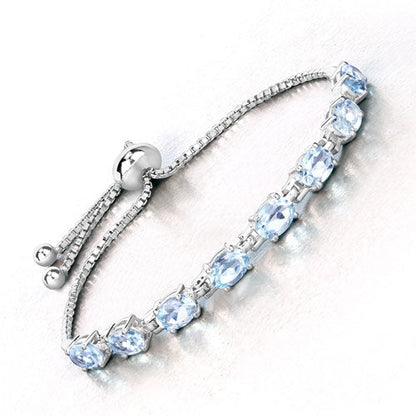 7.60 Carat Genuine Blue Topaz .925 Sterling Silver Bracelet Bids.com
