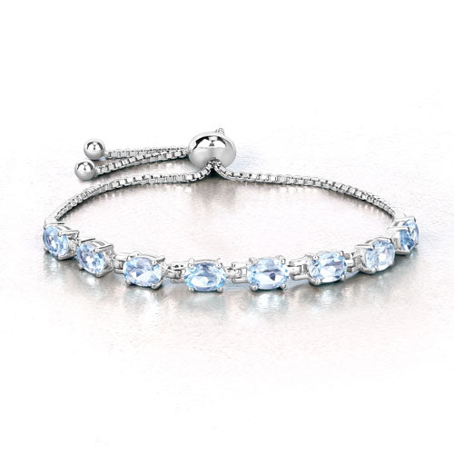 7.60 Carat Genuine Blue Topaz .925 Sterling Silver Bracelet Bids.com