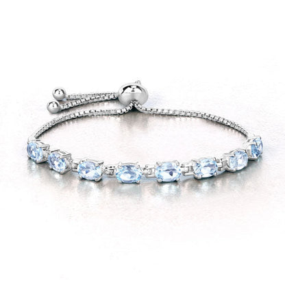 7.60 Carat Genuine Blue Topaz .925 Sterling Silver Bracelet Bids.com