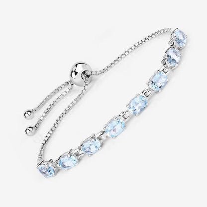 7.60 Carat Genuine Blue Topaz .925 Sterling Silver Bracelet Bids.com