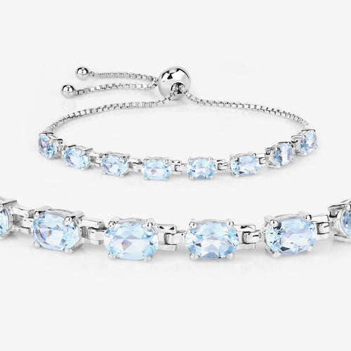 7.60 Carat Genuine Blue Topaz .925 Sterling Silver Bracelet Bids.com