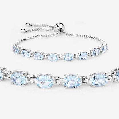 7.60 Carat Genuine Blue Topaz .925 Sterling Silver Bracelet Bids.com