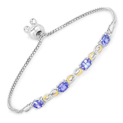 1.81 Carat Genuine Tanzanite and White Topaz .925 Sterling Silver Bracelet Bids.com