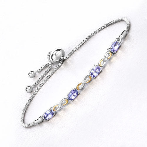 1.81 Carat Genuine Tanzanite and White Topaz .925 Sterling Silver Bracelet Bids.com