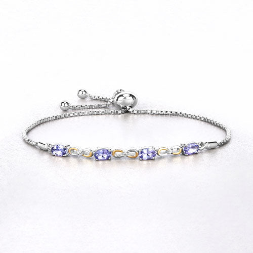 1.81 Carat Genuine Tanzanite and White Topaz .925 Sterling Silver Bracelet Bids.com