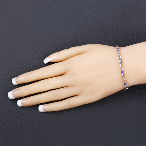 1.81 Carat Genuine Tanzanite and White Topaz .925 Sterling Silver Bracelet Bids.com
