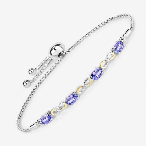 1.81 Carat Genuine Tanzanite and White Topaz .925 Sterling Silver Bracelet Bids.com