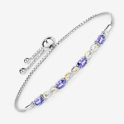 1.81 Carat Genuine Tanzanite and White Topaz .925 Sterling Silver Bracelet Bids.com