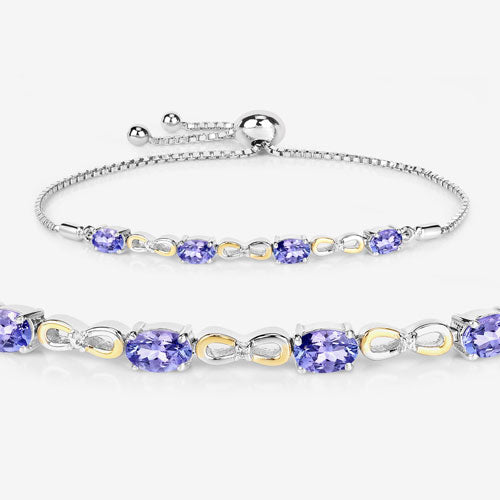 1.81 Carat Genuine Tanzanite and White Topaz .925 Sterling Silver Bracelet Bids.com
