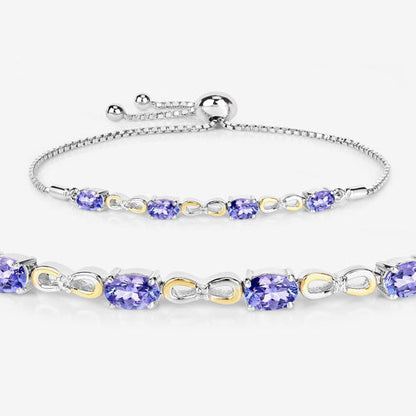 1.81 Carat Genuine Tanzanite and White Topaz .925 Sterling Silver Bracelet Bids.com