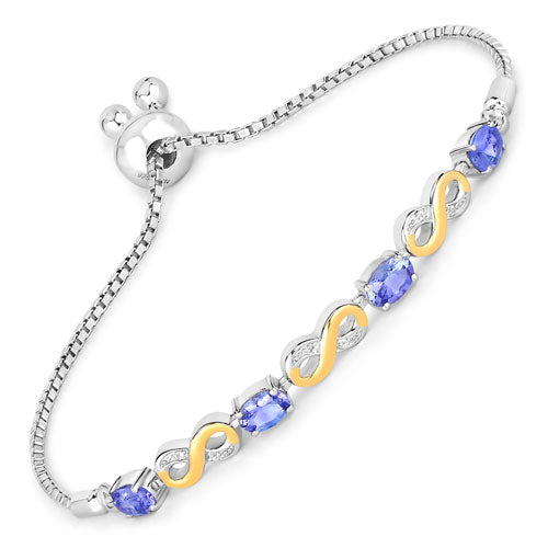 1.79 Carat Genuine Tanzanite and White Topaz .925 Sterling Silver Bracelet Bids.com