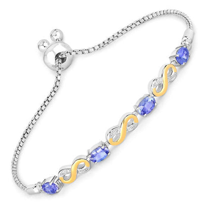 1.79 Carat Genuine Tanzanite and White Topaz .925 Sterling Silver Bracelet Bids.com