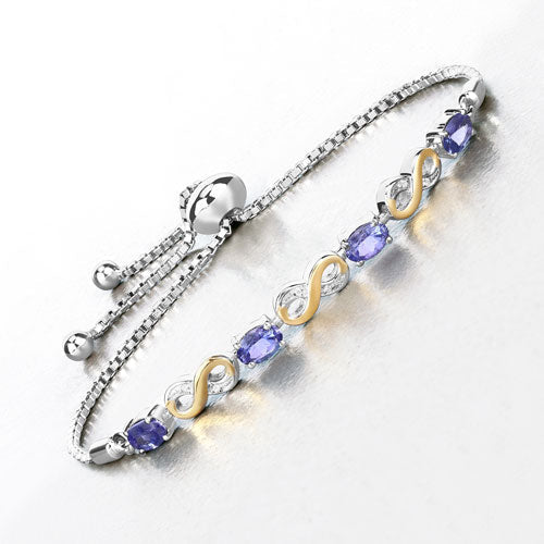 1.79 Carat Genuine Tanzanite and White Topaz .925 Sterling Silver Bracelet Bids.com
