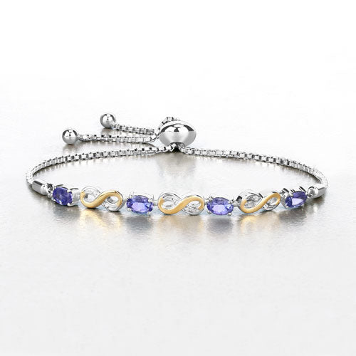 1.79 Carat Genuine Tanzanite and White Topaz .925 Sterling Silver Bracelet Bids.com