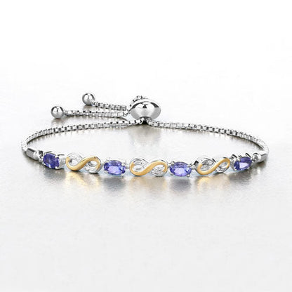 1.79 Carat Genuine Tanzanite and White Topaz .925 Sterling Silver Bracelet Bids.com