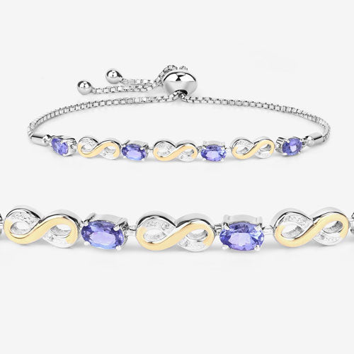 1.79 Carat Genuine Tanzanite and White Topaz .925 Sterling Silver Bracelet Bids.com