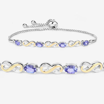 1.79 Carat Genuine Tanzanite and White Topaz .925 Sterling Silver Bracelet Bids.com