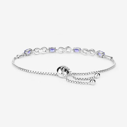 1.79 Carat Genuine Tanzanite and White Topaz .925 Sterling Silver Bracelet Bids.com