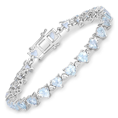 7.71 Carat Genuine Aquamarine and White Diamond .925 Sterling Silver Bracelet Bids.com