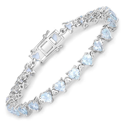 7.71 Carat Genuine Aquamarine and White Diamond .925 Sterling Silver Bracelet Bids.com