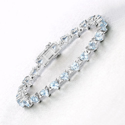 7.71 Carat Genuine Aquamarine and White Diamond .925 Sterling Silver Bracelet Bids.com