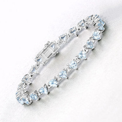 7.71 Carat Genuine Aquamarine and White Diamond .925 Sterling Silver Bracelet Bids.com