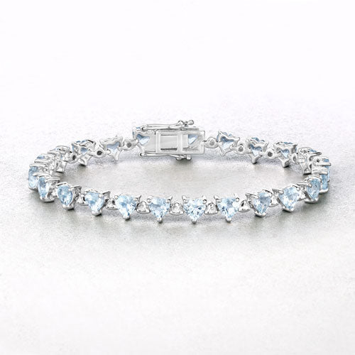 7.71 Carat Genuine Aquamarine and White Diamond .925 Sterling Silver Bracelet Bids.com